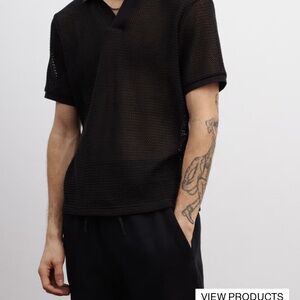 H&M Black Short Sleeve Mesh Tee